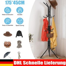 175cm Stabiler Kleiderst&auml;nder aus Metall Garderobenst&auml;nder Garderobe mit 12Haken