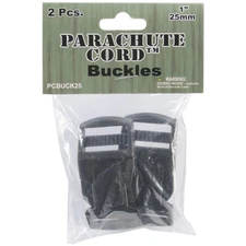 Pepperell Parachute Cord Bracelet Buckles 25mm 2/Pkg-Black