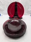 Set Of  EIGHT 8 Anchor Hocking Royal Ruby Red Glass Dinner Plates 9”