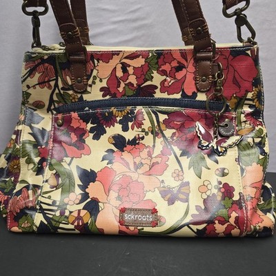 Sakroots Multicolor Floral Medium Satchel Top Handle, Crossbody, Zip, Charm