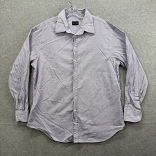 Giorgio Armani Dress Shirt Mens 17.5 44 White Purple Stripe Long Sleeve Italy