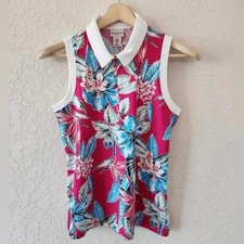 Tommy Bahama Pink Tropical Golf Polo Shirt Size Medium