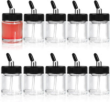 10pcs Glass Airbrush Bottles Paint Storage Jars Bottles - Transparent, Leak-Pr