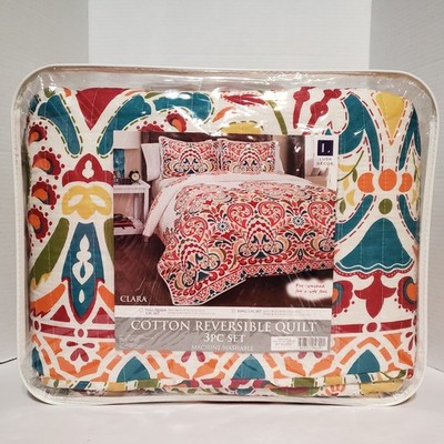 Lush Decor Clara Cotton Reversible Quilt King 3 PC Set-Quilt & Shams