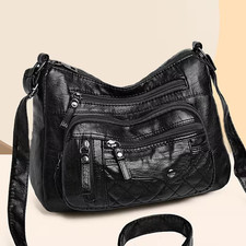 All-Season Fashion Shoulder Bag - Women'Multi-Pocket Soft PU Crossbody Purse  