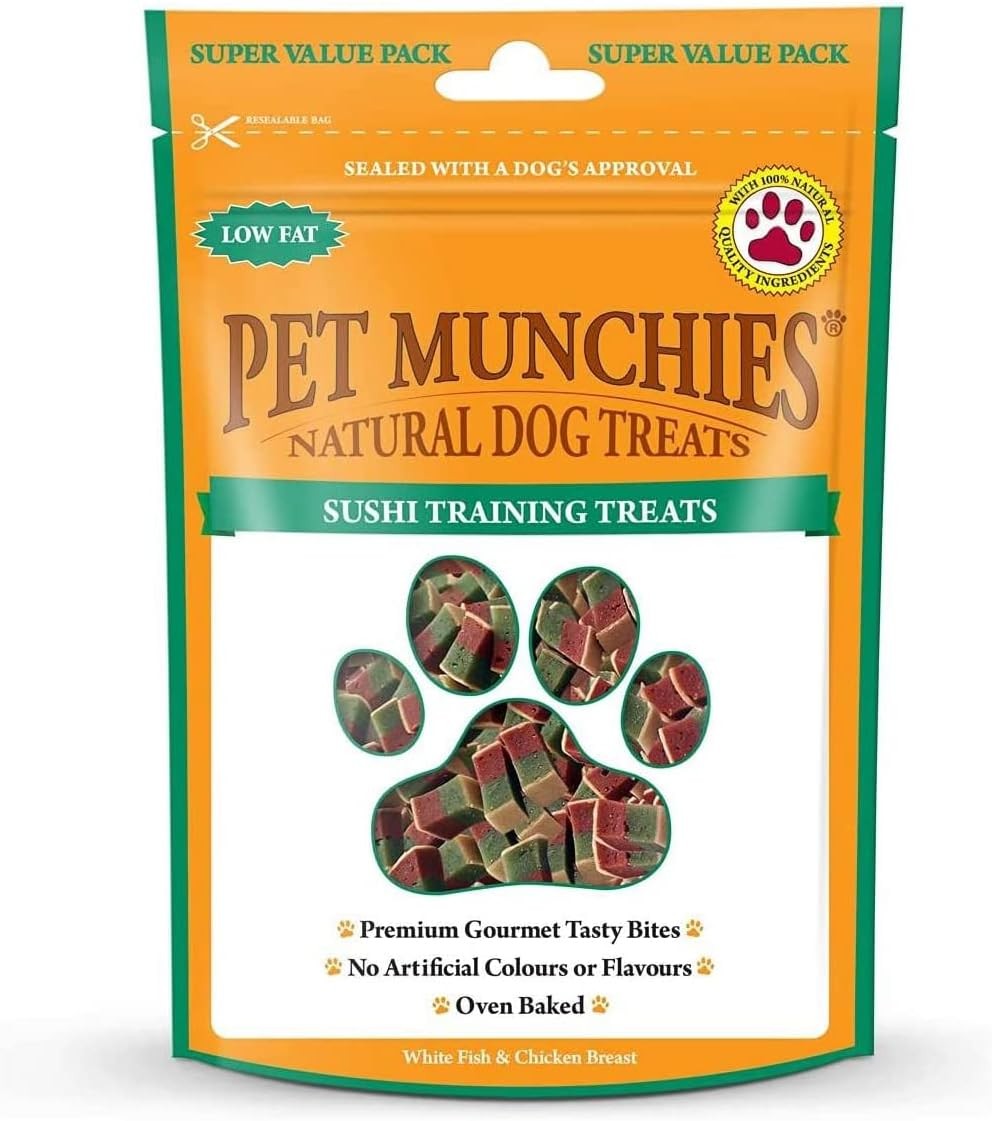Pet Munchies Sushi Dog Training Treats, Oven Baked Tasty Bites with Natural Rea