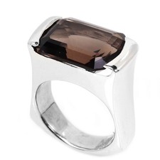 925 STERLING SILVER RING NATURAL AAA SMOKY QUARTZ OCTAGON CUT GEMSTONE SIZE 7.25