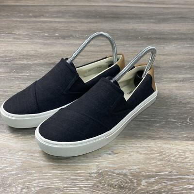 Toms Devon Slip On Textured Fabric Women s Sneaker Shoe Size 6.5 Black/tan