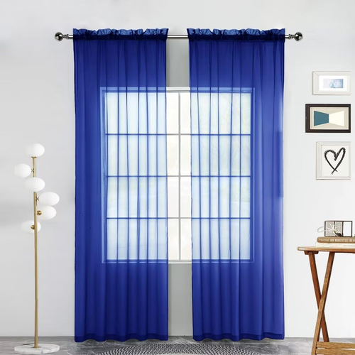 Sheer Voile Window Treatment Rod Pocket Curtain Panels for Kitchen Bedroom Livin