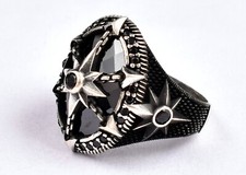 Sterling Silver Handcrafted Black Onyx Gemstone Casual Wear Antique Ring RS-1618