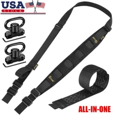 Adjustable 2 Point Rifle Sling Gun Strap w/ Elastic Retainer Band & Shoulder Pad