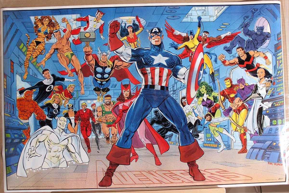 MARVEL 1989 AVENGERS POSTER 22 X 34 TOM RYAN RYAN PALMER OOP