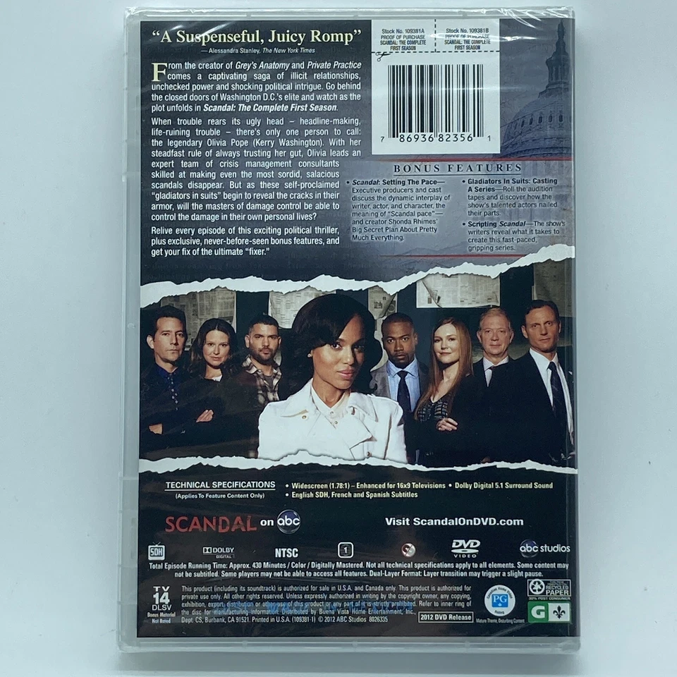 Scandal: The Complete First Season DVD 2012 ABC TV Political Thriller SEALED - Image 3 of 3