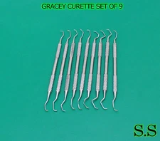 GRACEY CURETTE SET OF 9 DENTAL PERIODONTIA APPLICATIONS