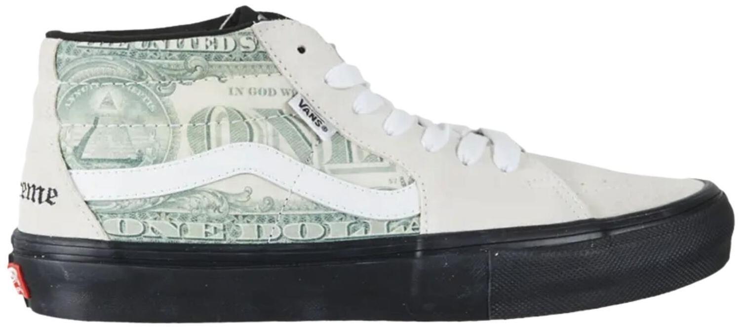 Size 9.5 - Supreme x Vans Skate Grosso Mid Dollar Bill - White for