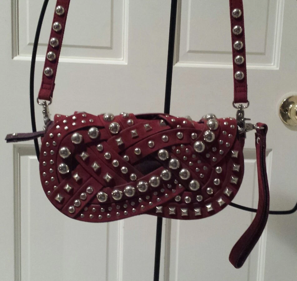 STUDDED SUEDE CROSSBODY WALLET BAG