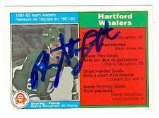 Blaine Stoughton autographed hockey card (Hartford Whalers) 1982 O-Pee-Chee #122
