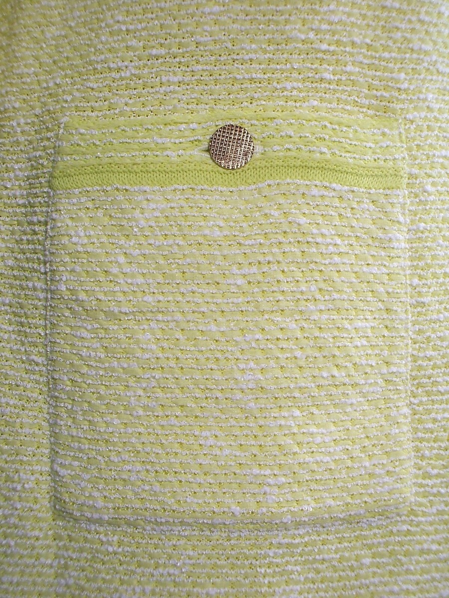 Tailleur Jupe-veste St. John Limoncello - Taille 10/M - Tricot écru - Neuf Avec étiquette