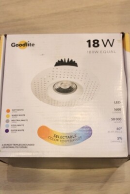 New Goodlite 24w 200w Equal Trimless Rounded LED Down lite Fixture