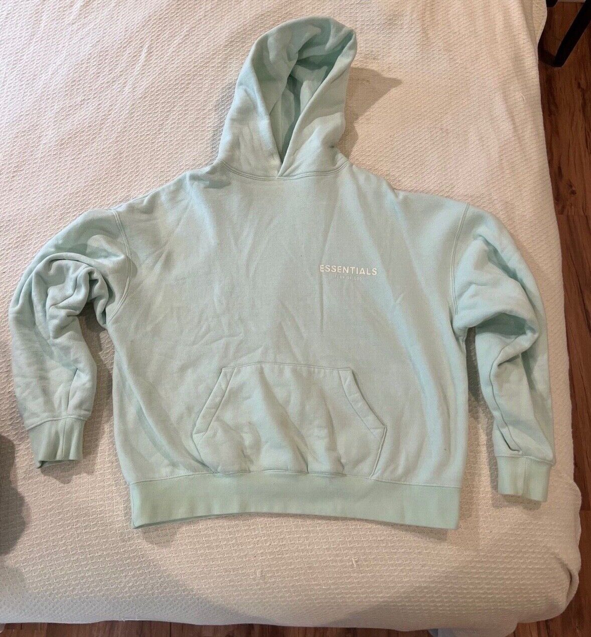 Rare! Mint Fear of God Essentials Logo Pullover Hoodi… - Gem