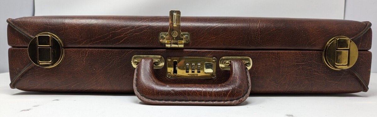 Airway Brown Leather Briefcase with Presto Combination Lock and