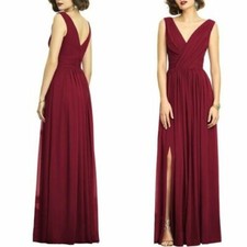  300 Dessy Collection Burgundy 2894 Vivian Diamond Bridesmaid Dress Sz 10 412