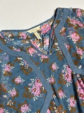 Matilda Jane L To The Nines Swiss Dot Dress Blue Pink Floral Layered Semi Sheer