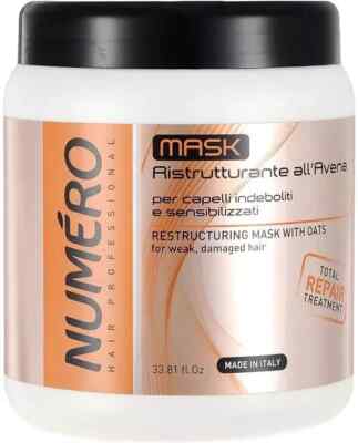 Brelil Numero Restructuring Restorative Mask Oat Extract Dry Hair 33.3 fl.oz.