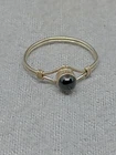 Vtg 925 Sterling Silver Black Enamel Dome Handmade Minimalist Wire Ring Sz 8