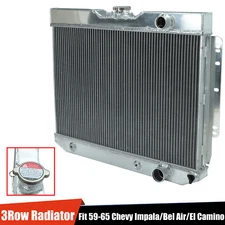 3 Row Aluminum Radiator For 59-63 Chevy Impala/El Camino 60-65 Bel Air/ Biscayne
