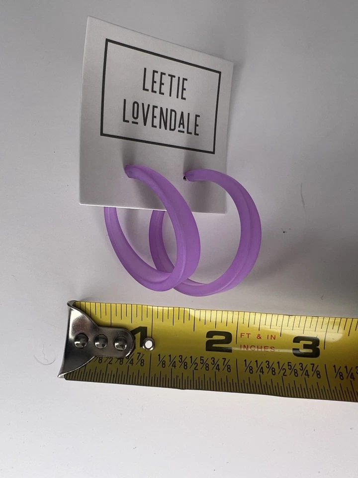 Lettie Lovendale frosted hoop earrings lot of 3 Purple, peach and Pink - Image 2 of 4