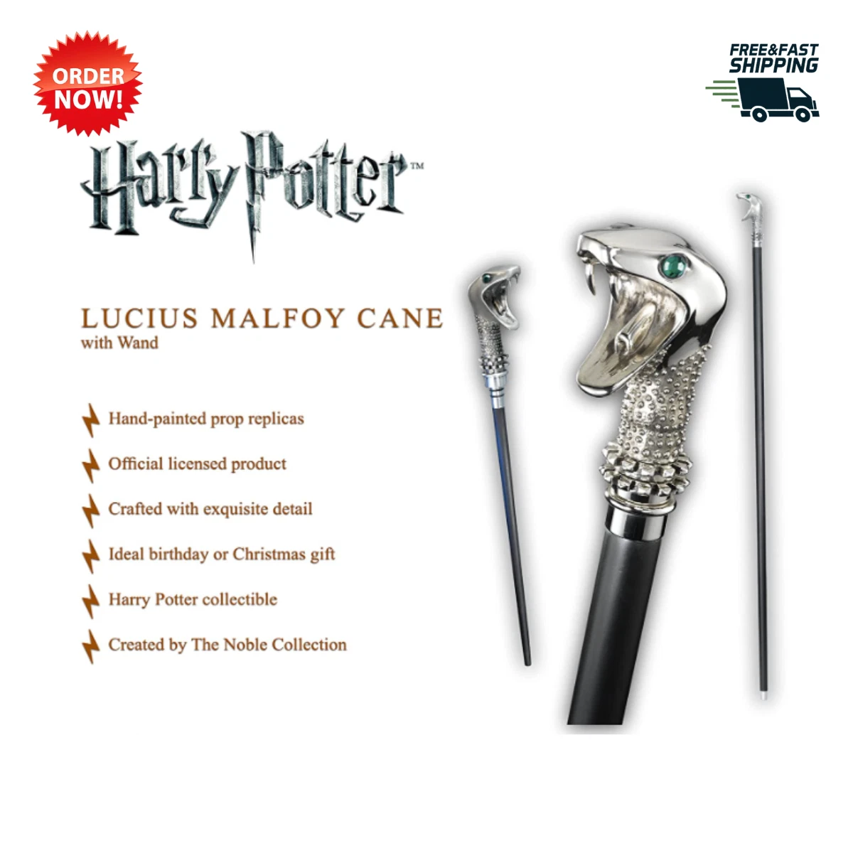Lucius Malfoy's Walking Stick And Wand By Noble Collection, 56 OFF