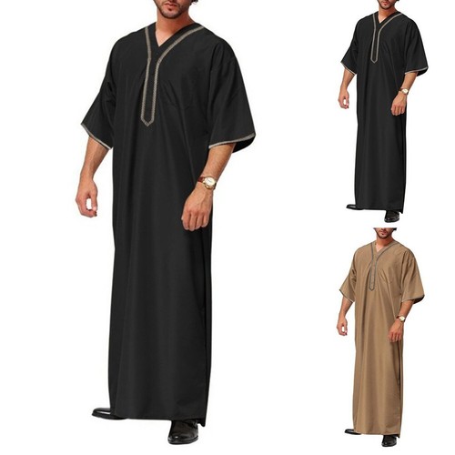 Nightdress Male Robe Men Muslim Nightgown Polyester Abaya Arab
