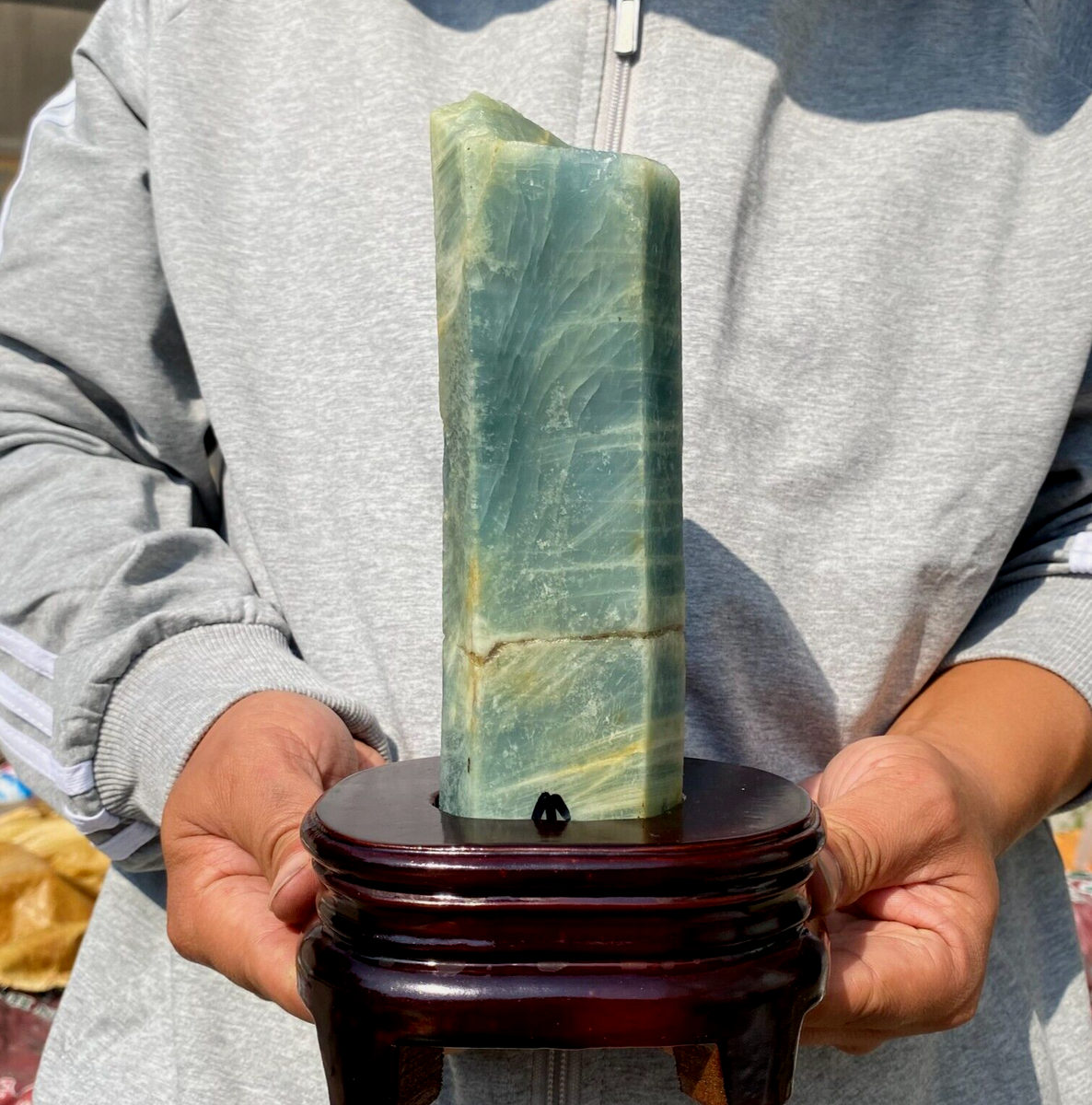 水晶　bareー 1255g Large Raw Natural Blue-Green Aquamarine Beryl Crystal