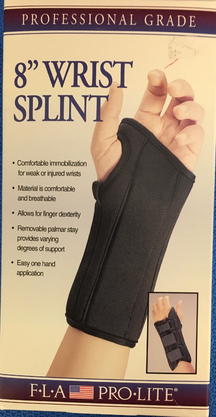 FLA Orthopedics 22451LGBLK ProLite 8" Wrist Splint, Black, Large, Left