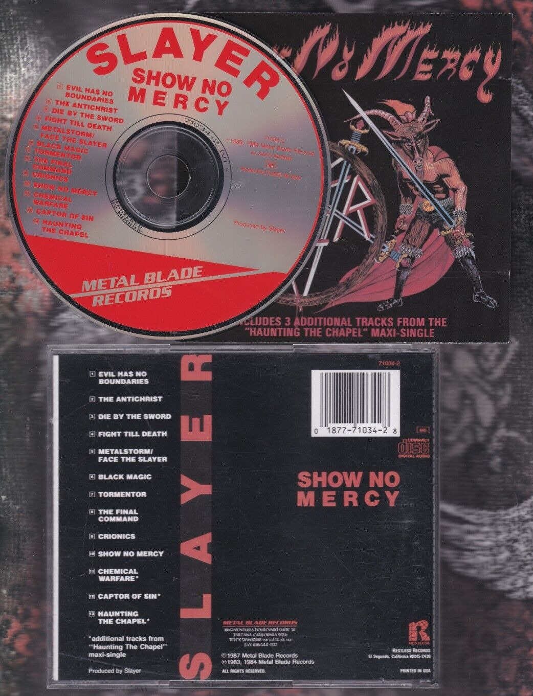 CD SLAYER Show No Mercy 1983/Haunting The Chapel Restless Red Print Disc 70134-2