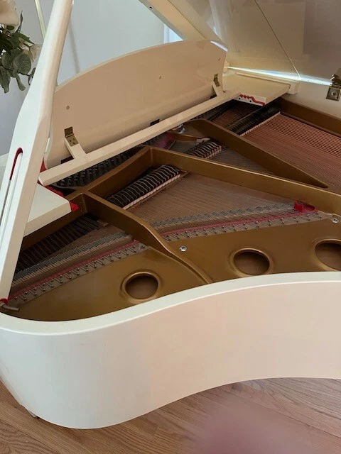 Piano de cola HYUNDAI bebé blanco usado.  25 años. Modelo/Serie # G-80A Foto 2 de 4