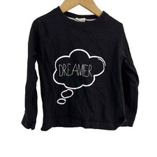 Turtledove London Black Long Sleeve Organic Cotton Dreamer Graphic Tee Kids 3/4