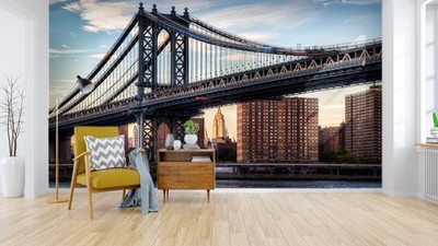 3D Manhattan City Bridge Landscape Wall Murals Wallpaper Murals Wall Sticker