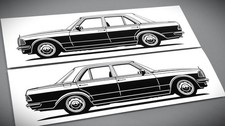 Mercedes W123 Limo Aufkleber Silhouette Mercedes W123 Limo Sticker Schwarz neu