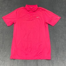 Nike Golf Dri Fit Tour Performance Polo Shirt Men Medium Pink Swoosh Logo Tennis