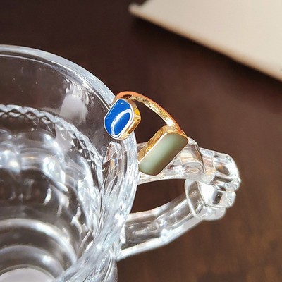 Offener Ring blau Tropfen glasiert mit exquisiter Verarbeitung und verstellbarer