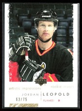 Jordan Leopold 2002-03 Upper Deck Artistic Impressions Gold RC /75 #129 Calgary