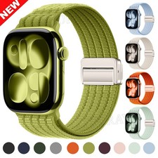 Magnetic Nylon Loop Band Strap for Apple Watch 12 11 10 9 8 SE 44/41/45/42/46mm
