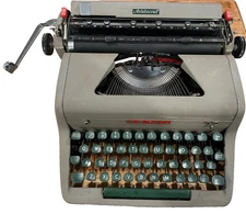 Royal Aristocrat Portable Typewriter Grey w Green Keys Vintage 1950's Collector