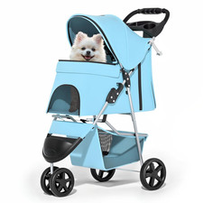 Passeggino 3 Ruote per Cani Gatti per S/M Cane Gatto,Leggero Pieghevole Jogger Passeggino
