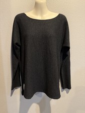 Women's VINCE Charcoal Gray Long Sleeve Boat Neck Cashmere Blend Sweater Size S