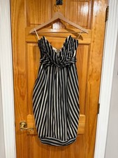 Zimmermann Black Ivory Striped Bustier Corset Midi Dress Silk Blend Size 0