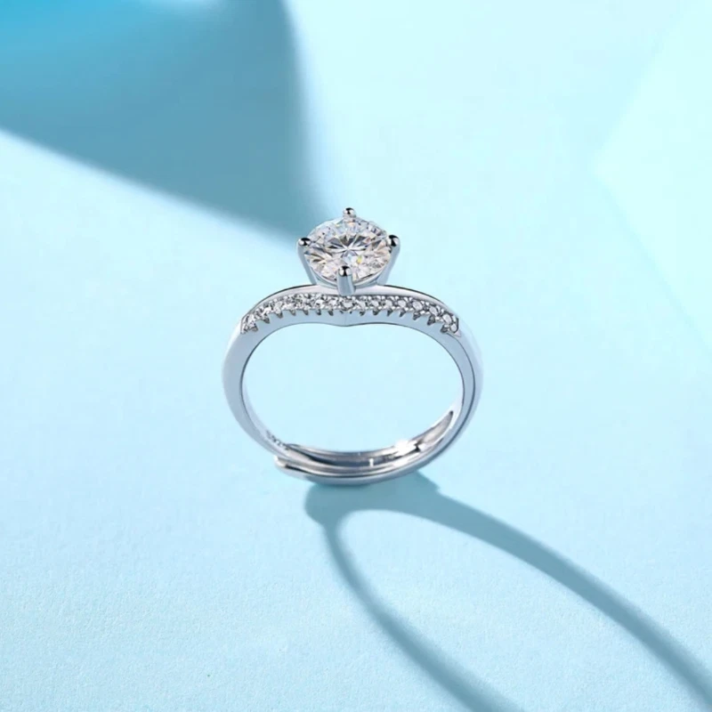 Verlobungsring 925 Silber plattiert Damen Ring Stein Zirkonia 1ct verstellbar - Bild 3 von 4