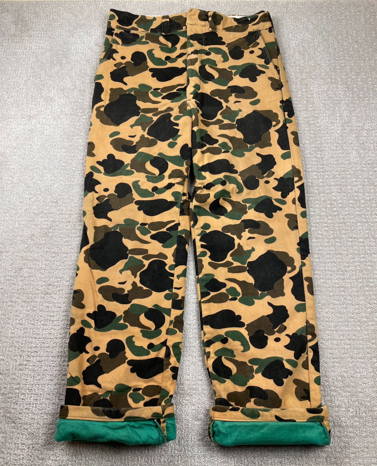 Vintage Black Duck Pants Fits Mens 34x32 Duck Camo Frogskin Chamois Flannel Hunt